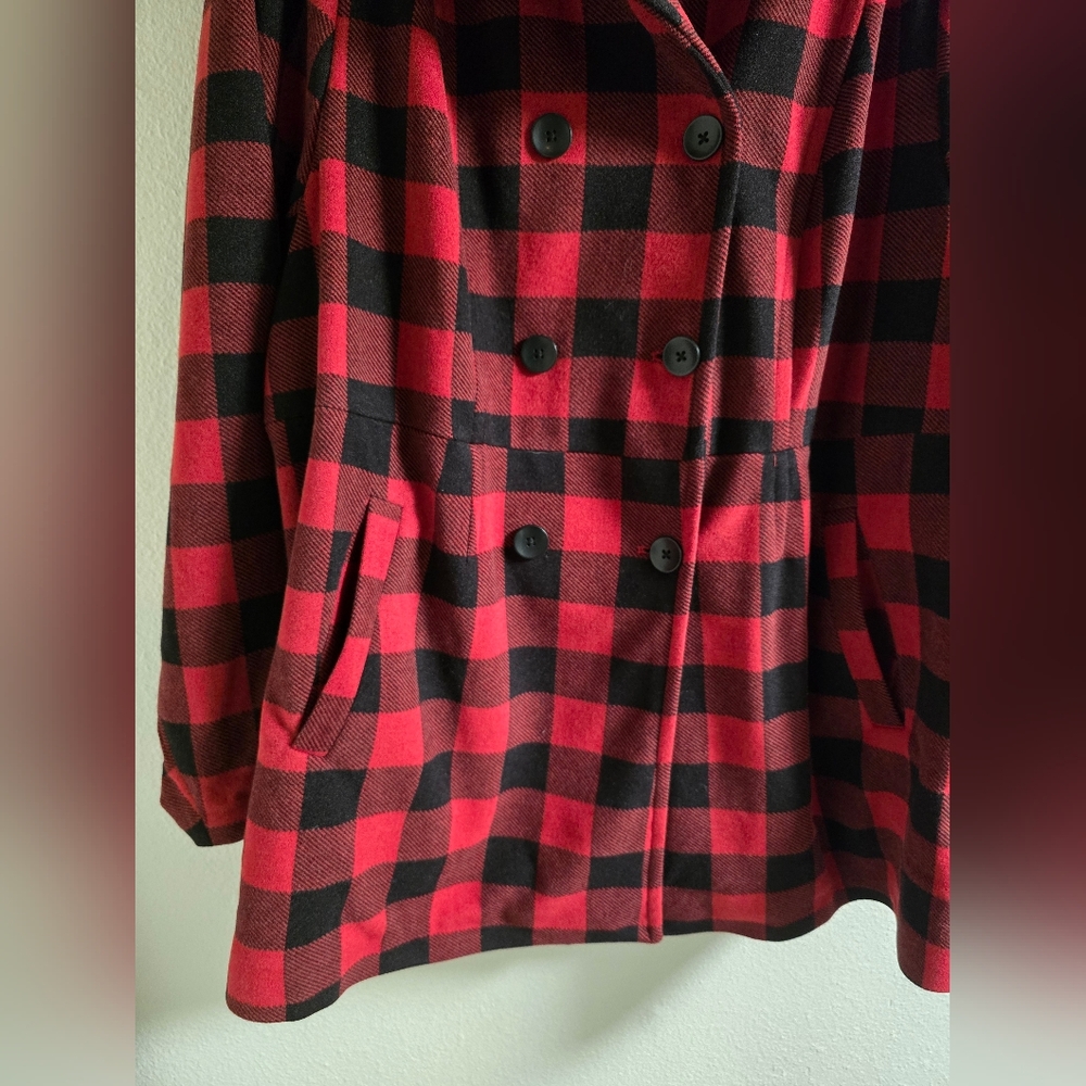 Torrid Buffalo Plaid Peacoat - Picture 4 of 6